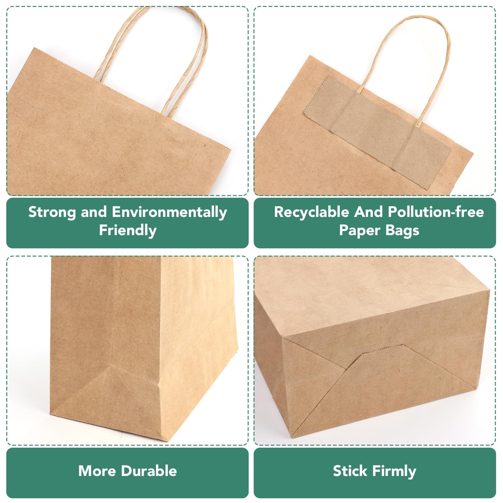 XPCARE 100Pack Brown Paper Bags 8×4.5×10 Inch, 1 Count (Pack of 100),