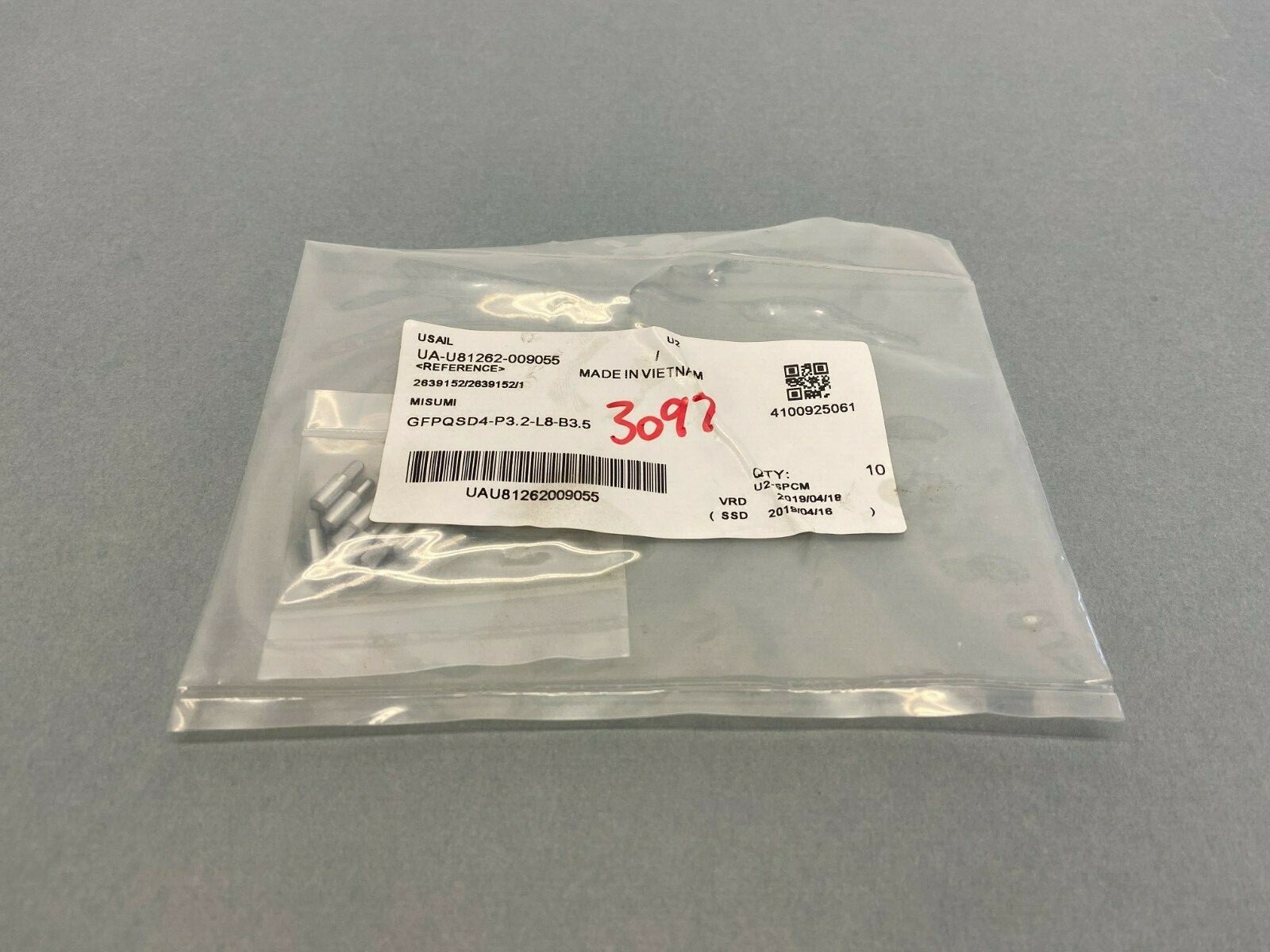 MiSUMI GFPQSD4-P3.2-L8-B3.5 Locating Pin Spherical Tip 4mm OD PKG OF 10