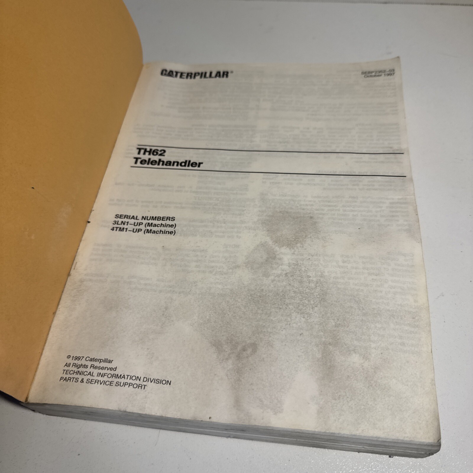 CATERPILLAR TH62 TELEHANDLER Lift Parts Book Manual CAT catalog list boom 1997