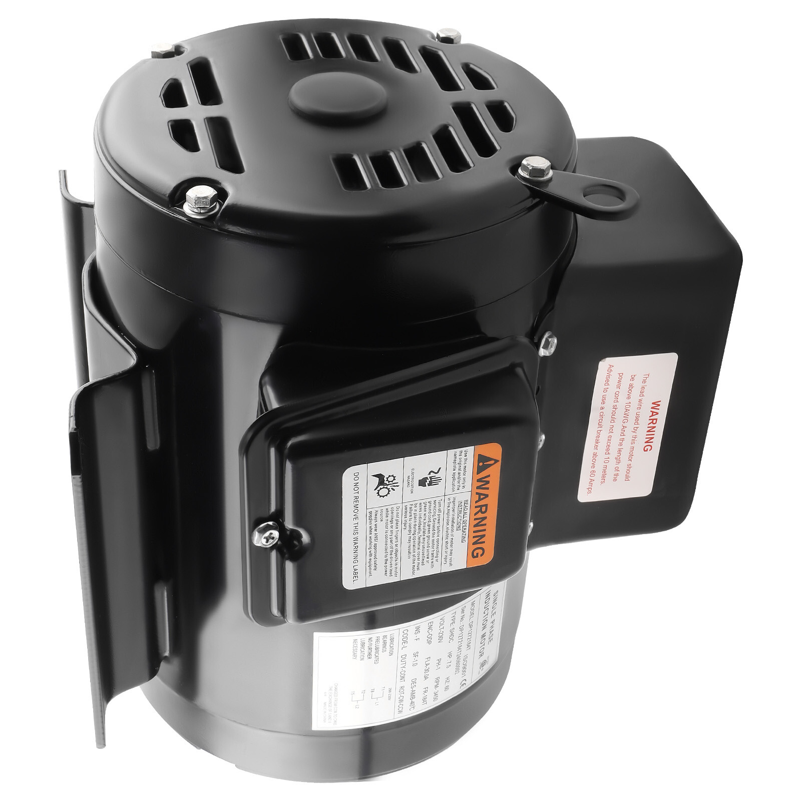 Compressor Duty Electric Motor 7.5HP 3450 RPM 184T Frame 1-1/8″ Shaft 1 Phase