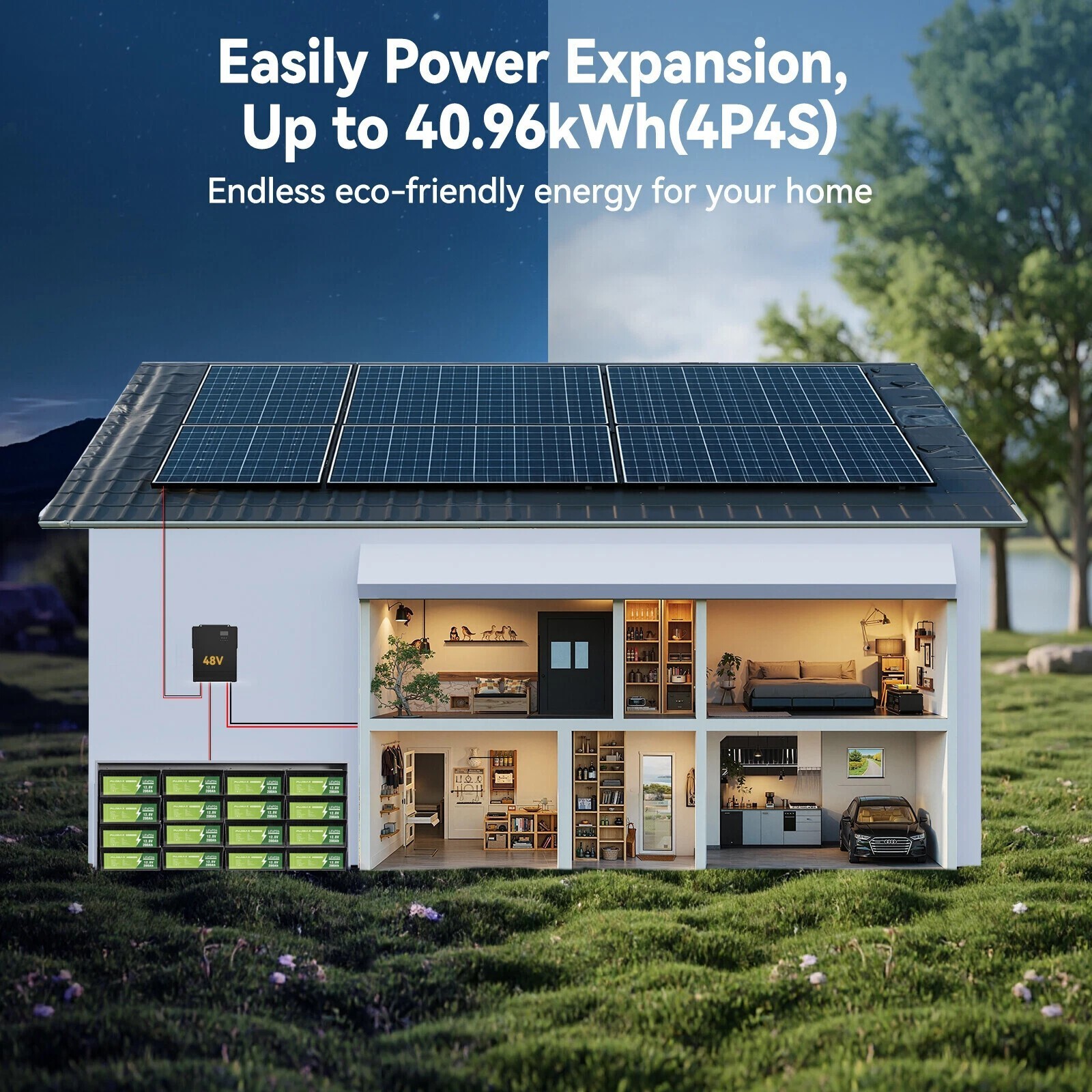 POERUNI 200Ah LiFePO4 Lithium Battery 12V 200Ah BMS Deep Cycle for RV Off-grid
