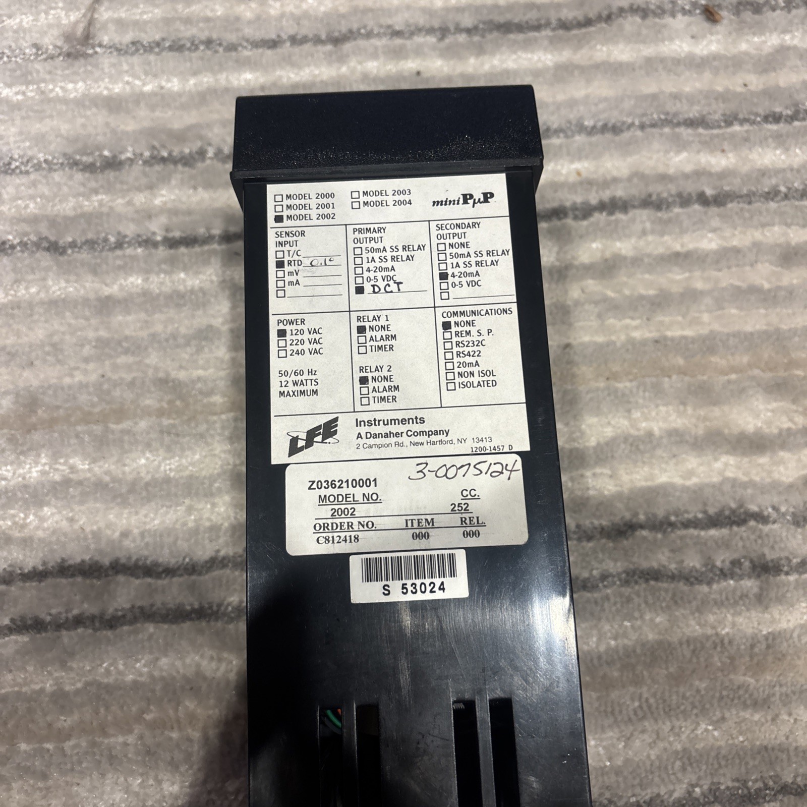 LFE 2002 Mini PuP Temp Controller 120VAC DC 4-20mA Output
