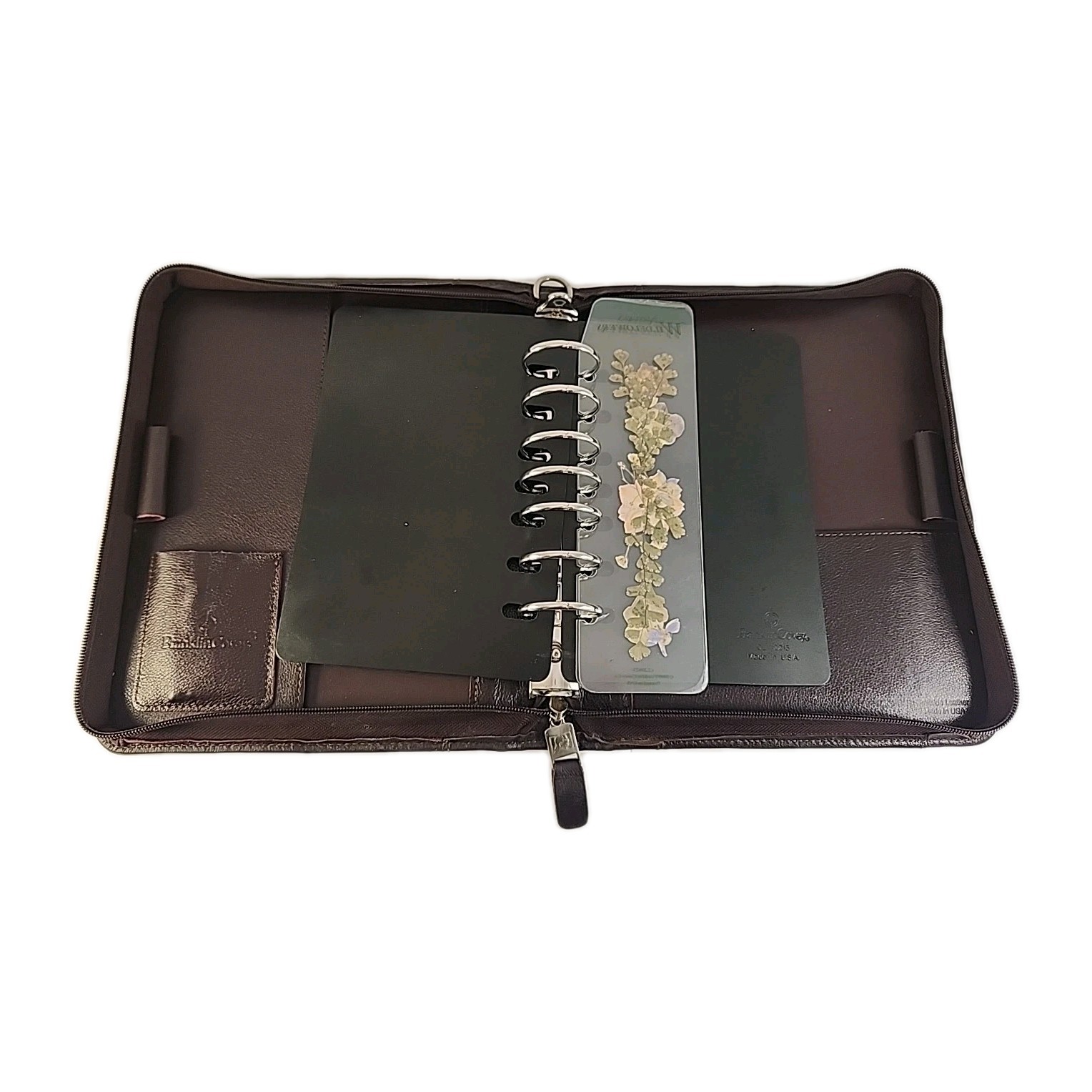 VTG Franklin Covey Genuine Cowhide Leather 7-Ring Planner Made In USA 9×11 Brown