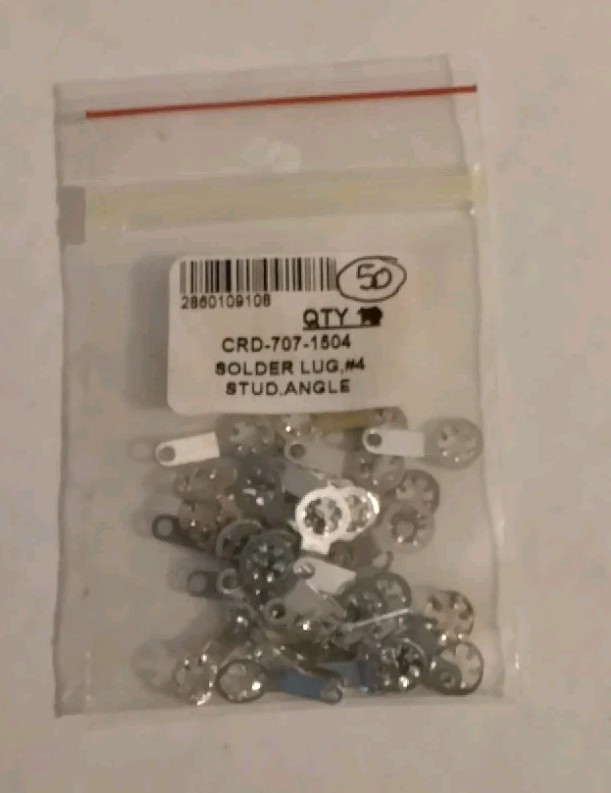SOLDER LUG/TAB #4 STUD SIZE 22.5° ANGLE TINNED BRASS 50PCS/BAG