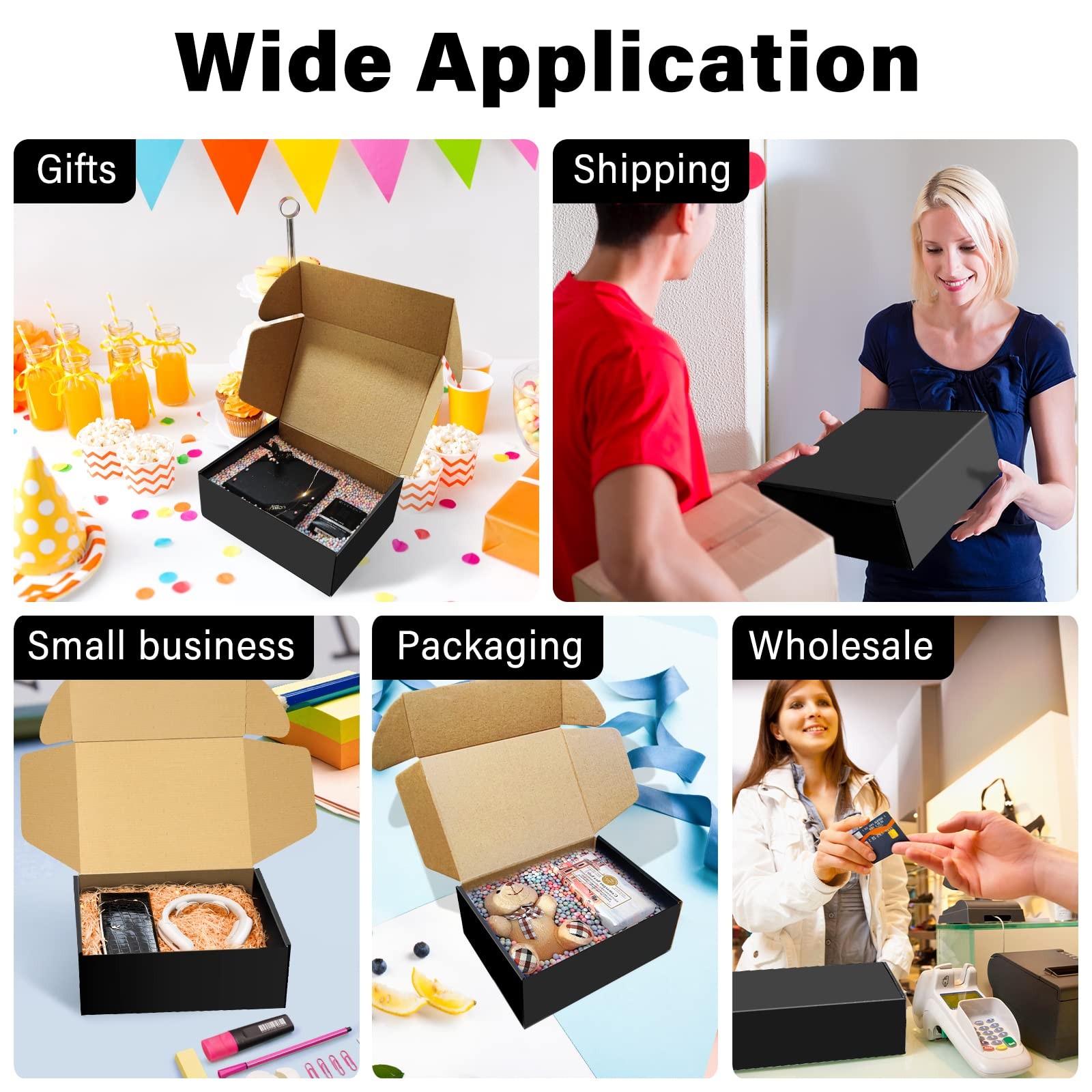 30 Pack 8x6x3 inches Black Shipping Boxes, Corrugated Mailer Boxes, Packaging…
