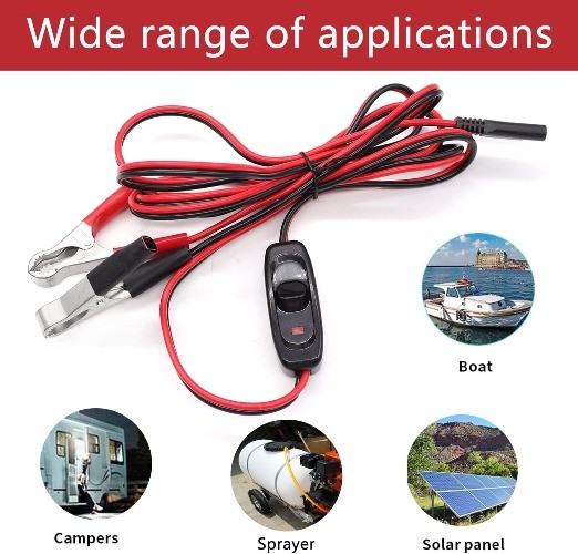 7.9FT/2.4M 16AWG Wire Harness with Silver Clamps Including 12V O Color: Silver