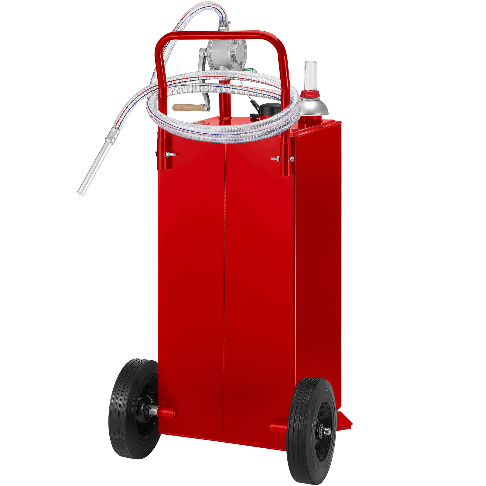 30 Gallon Gas Fuel Diesel Caddy Transfer Tank Container w/ Rotary Pump 10ft Hose
