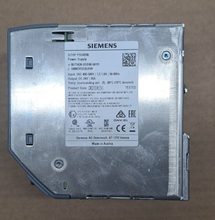 Siemens 6EP3436-8SB00-0AY0 24VDC 20A Power Supply, SITOP PSU8200, New- No Box