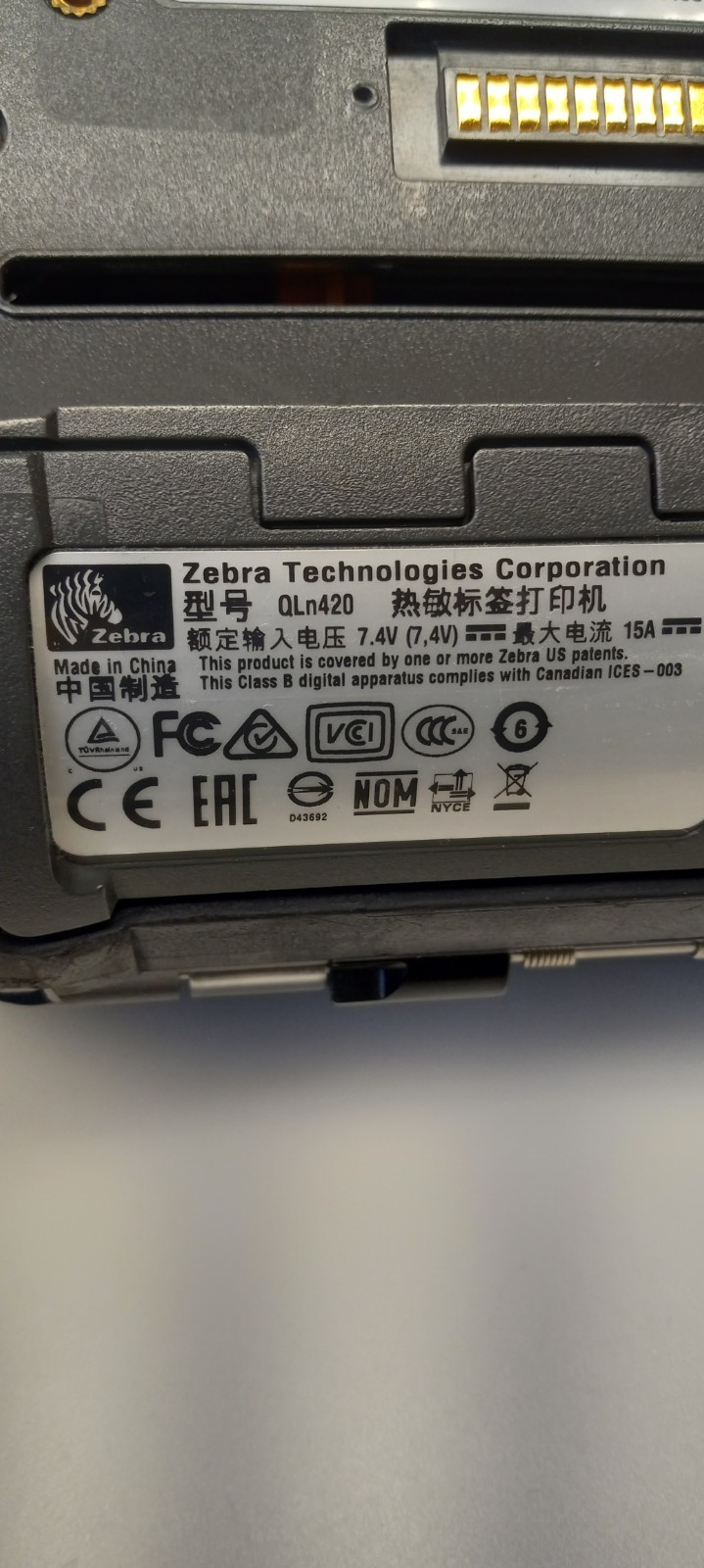 Lot (5) ZEBRA QLn420 MOBILE LABEL THERMAL PRINTER W/BATTERY *QTY