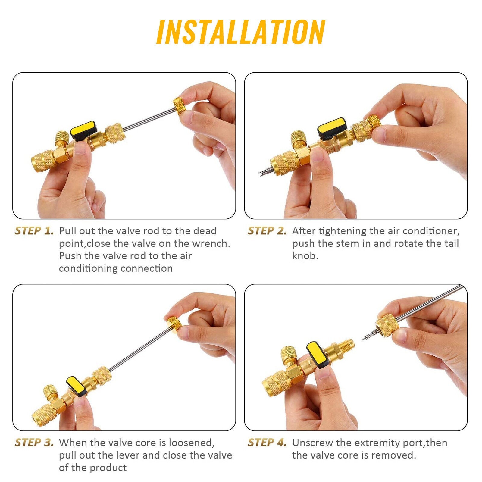 HVAC Tool AC Schrader Valve Core Remover Dual Size 5/16″&1/4″ Port Installer