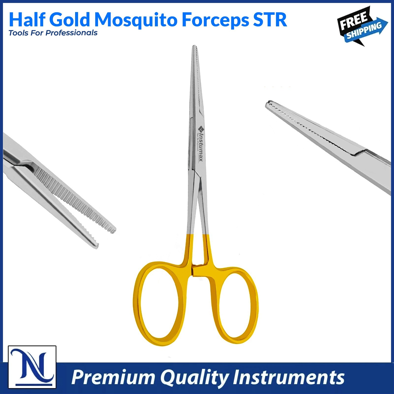 Half Gold Mosquito Forceps Hemostatic Clamp Surgical Tool Curved And Straight