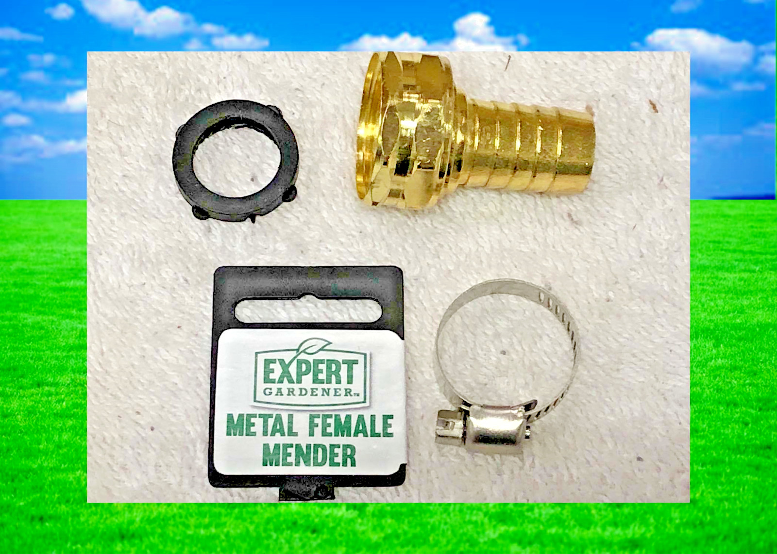 Garden Hose Repair Kit, For 5/8″ I.D. Hose, Brass Female Coupling with Gasket