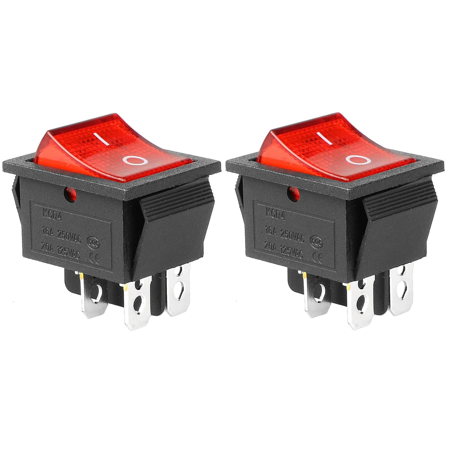 KCD4 2Pcs DC 12V-24V 30A DPST 4-Pin 2 Position On/Off Boat Rocker Toggle Switch