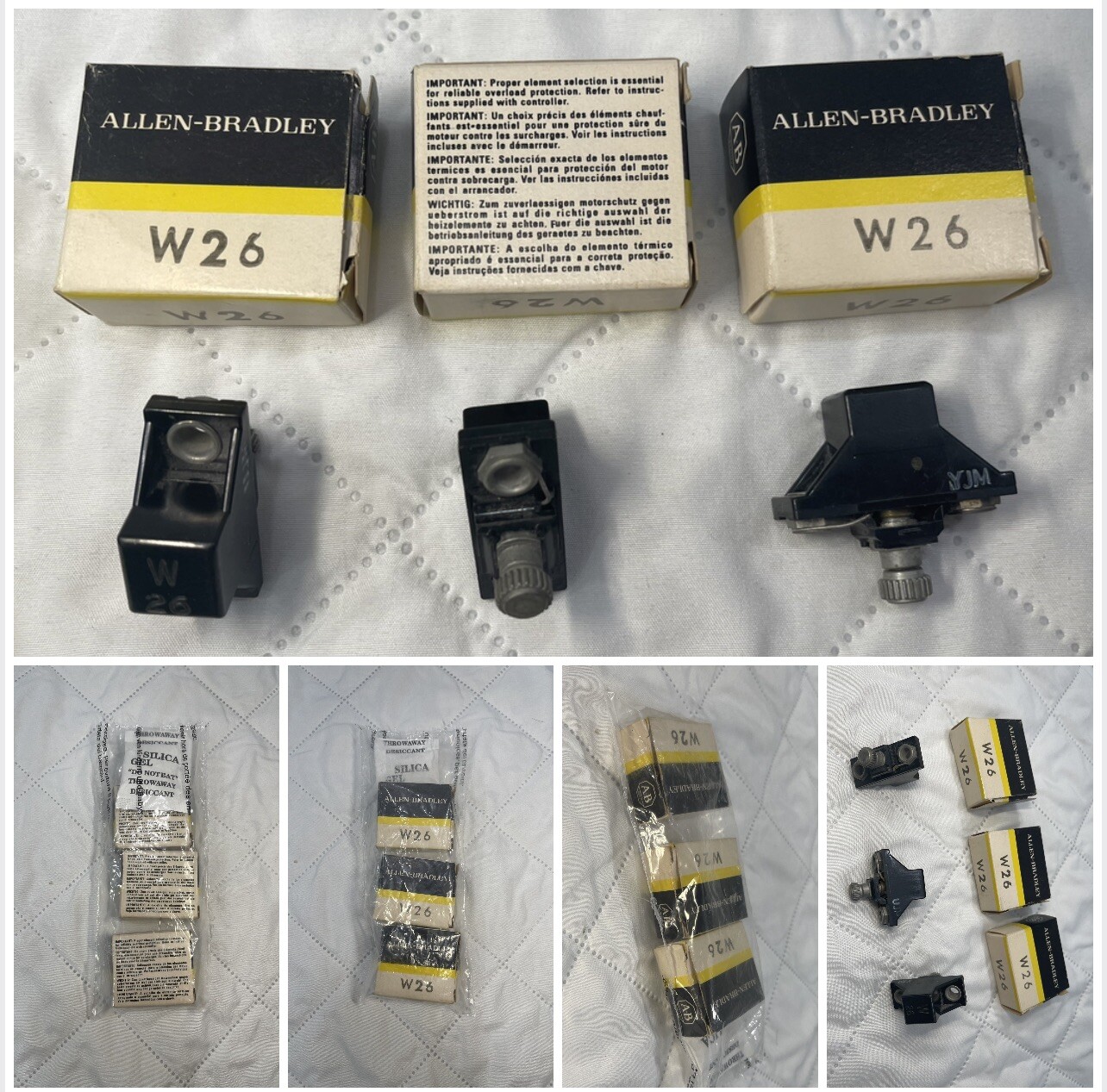New Lot of (3) Allen Bradley W26 .76/.84 Amps Thermal Overload Heater Elements