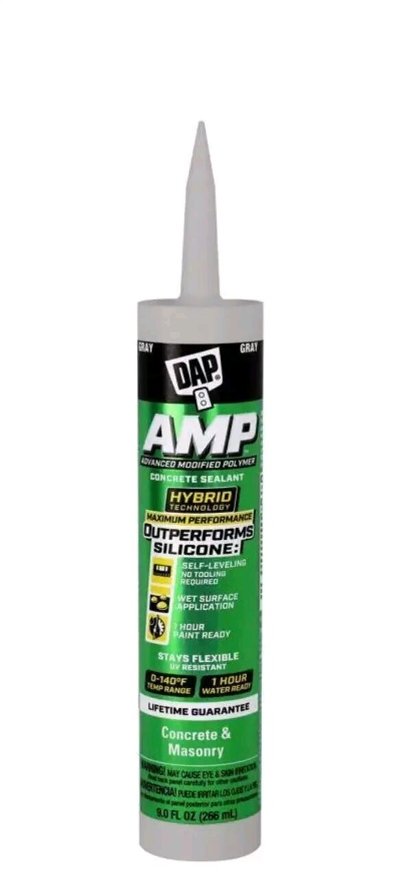 DAP AMP Gray Polymer Advanced Hybrid Self-Leveling Concrete Cracks Sealant 9 oz