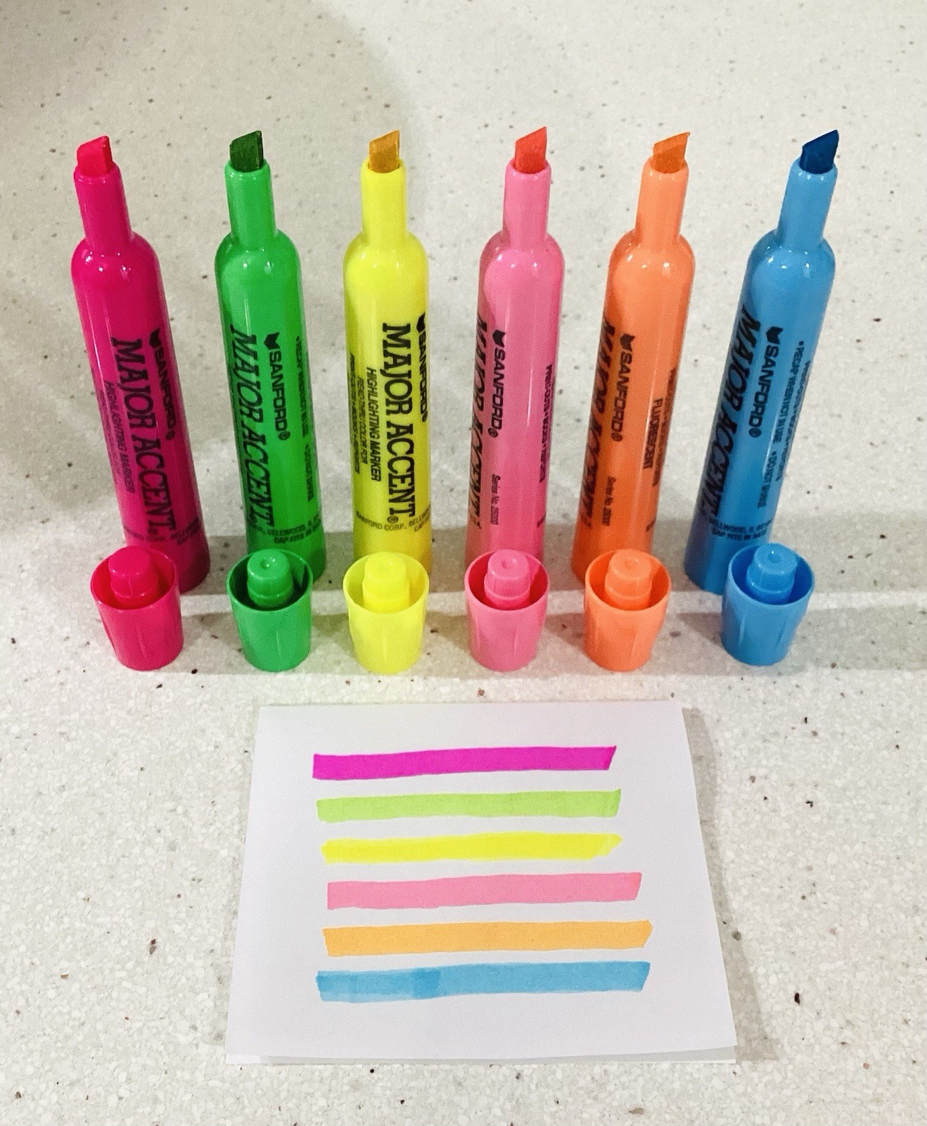 6 Vintage Sanford Major Accent Highlighters – 6 Colors