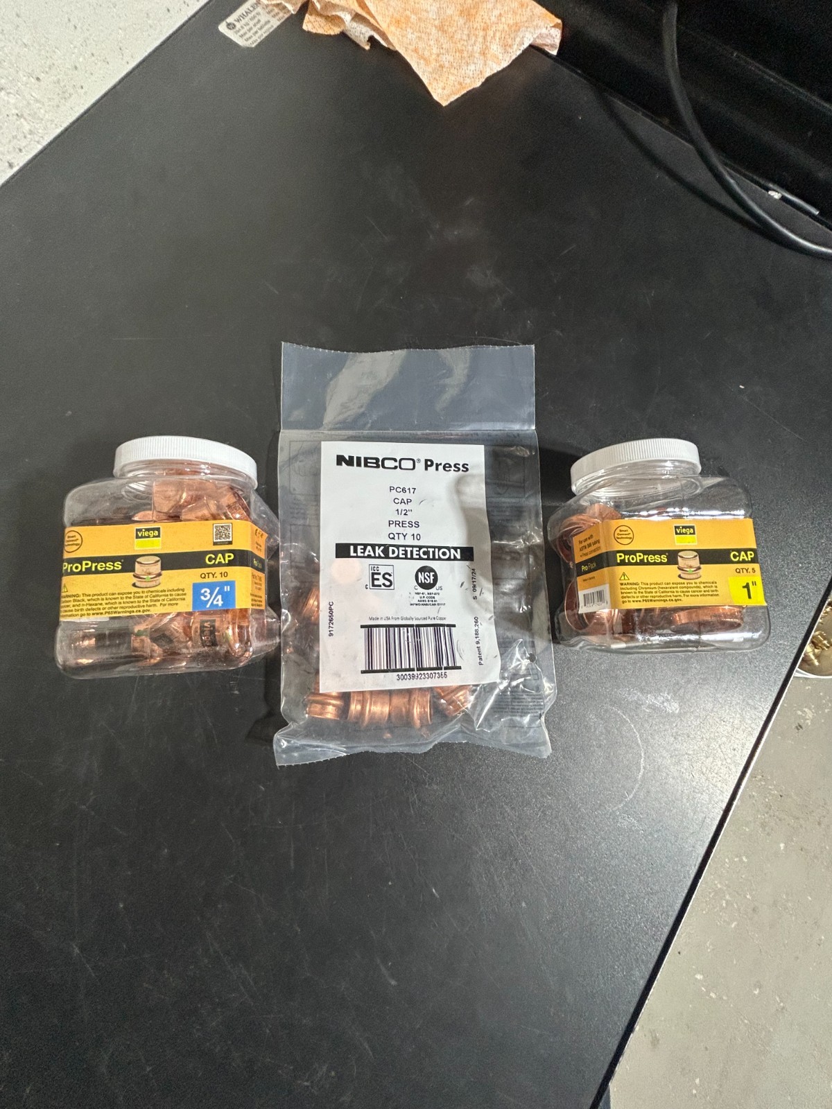25- VIEGA NIBCO PROPRESS CAPS COPPER FITTINGS PRO PRESS 1/2″- 3/4″ – 1″