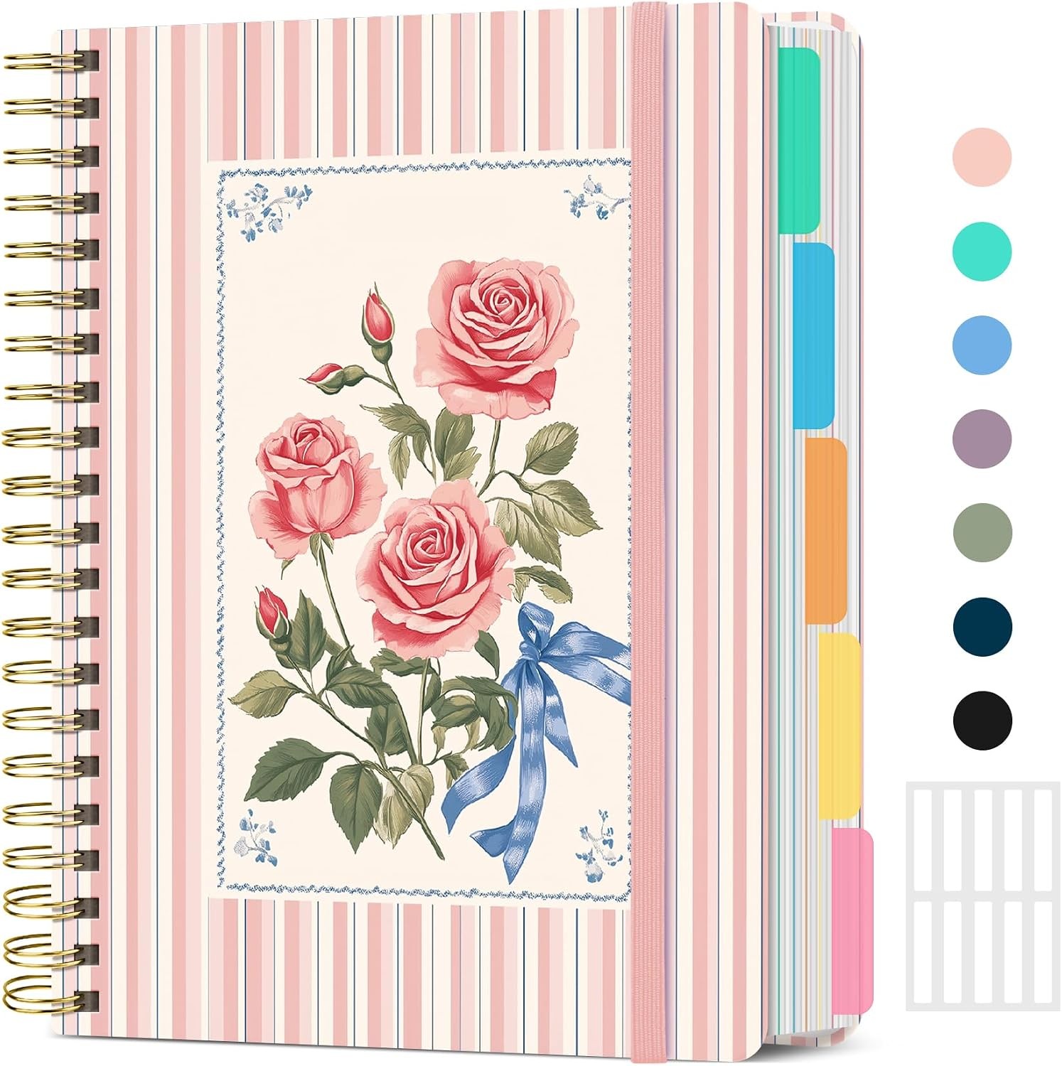 8.5″x11″ Spiral 5 Subject Notebook, Hardcover with Dividers Wildflower