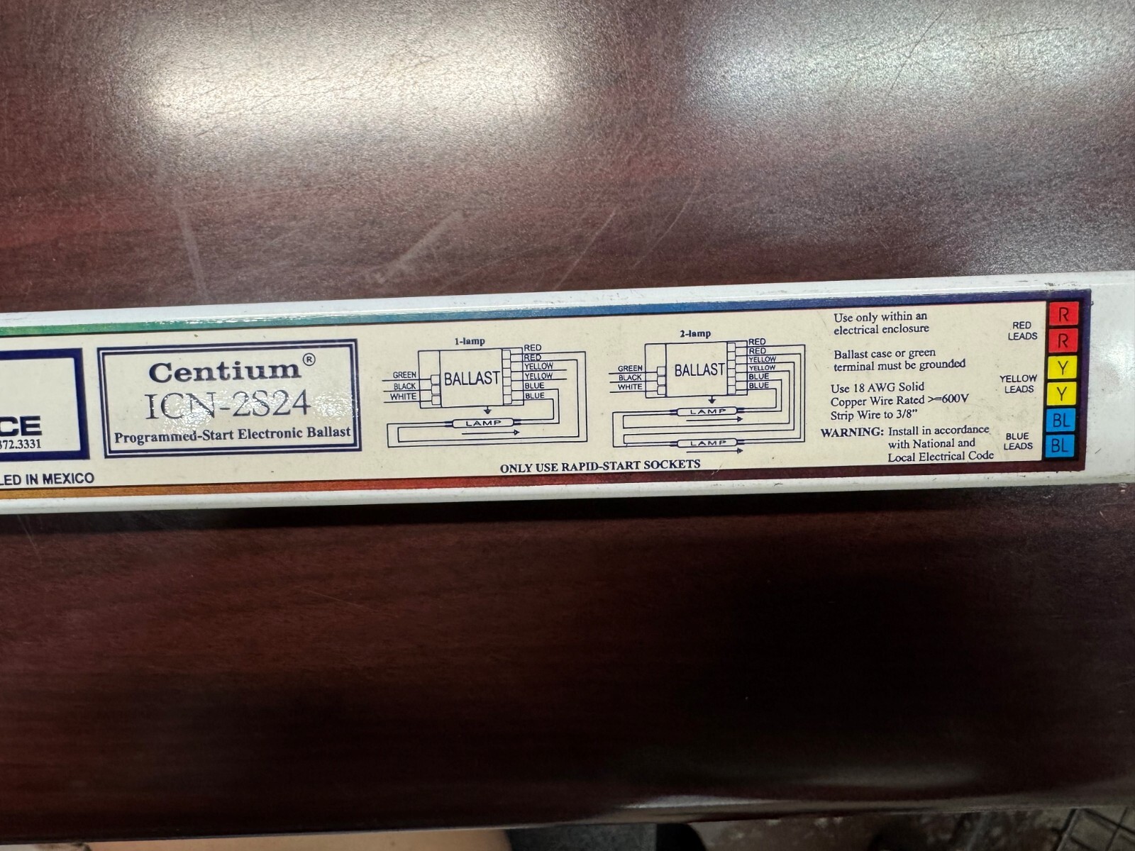 ADVANCE CENTIUM ICN-2S24 BALLAST 120V TO 277V 50/60Hz