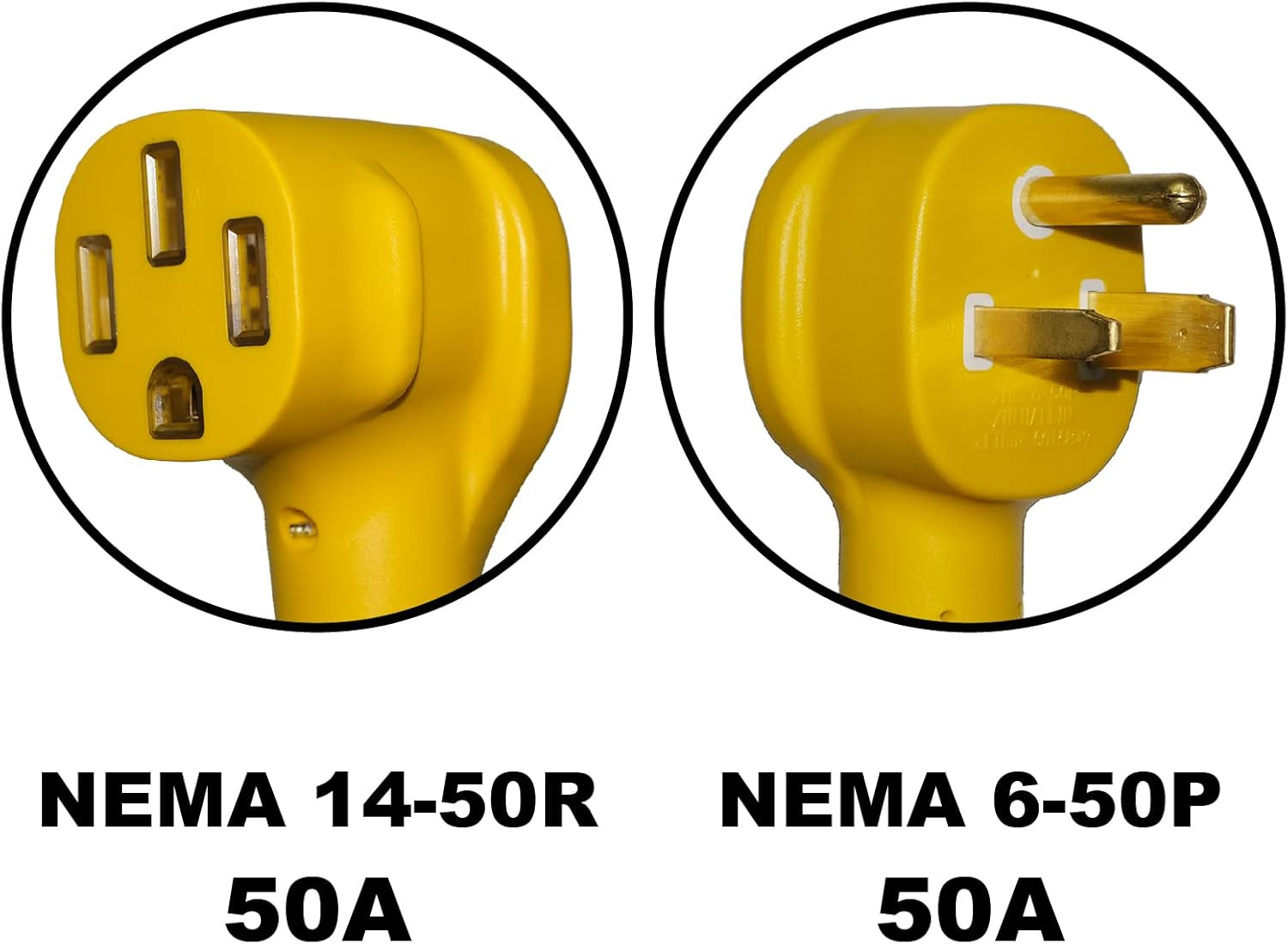 NEMA 6-50P to 14-50R 125V/250V 50 Amp 3 Prong Male Plug to 50 Amp 4 Prong Female