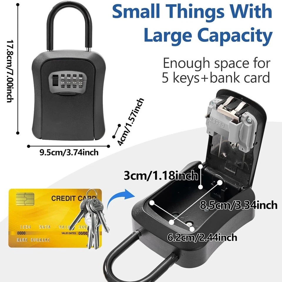 Key Lock Box Combination Wall Non Metal 4 Digit Security Storage Case Organizer