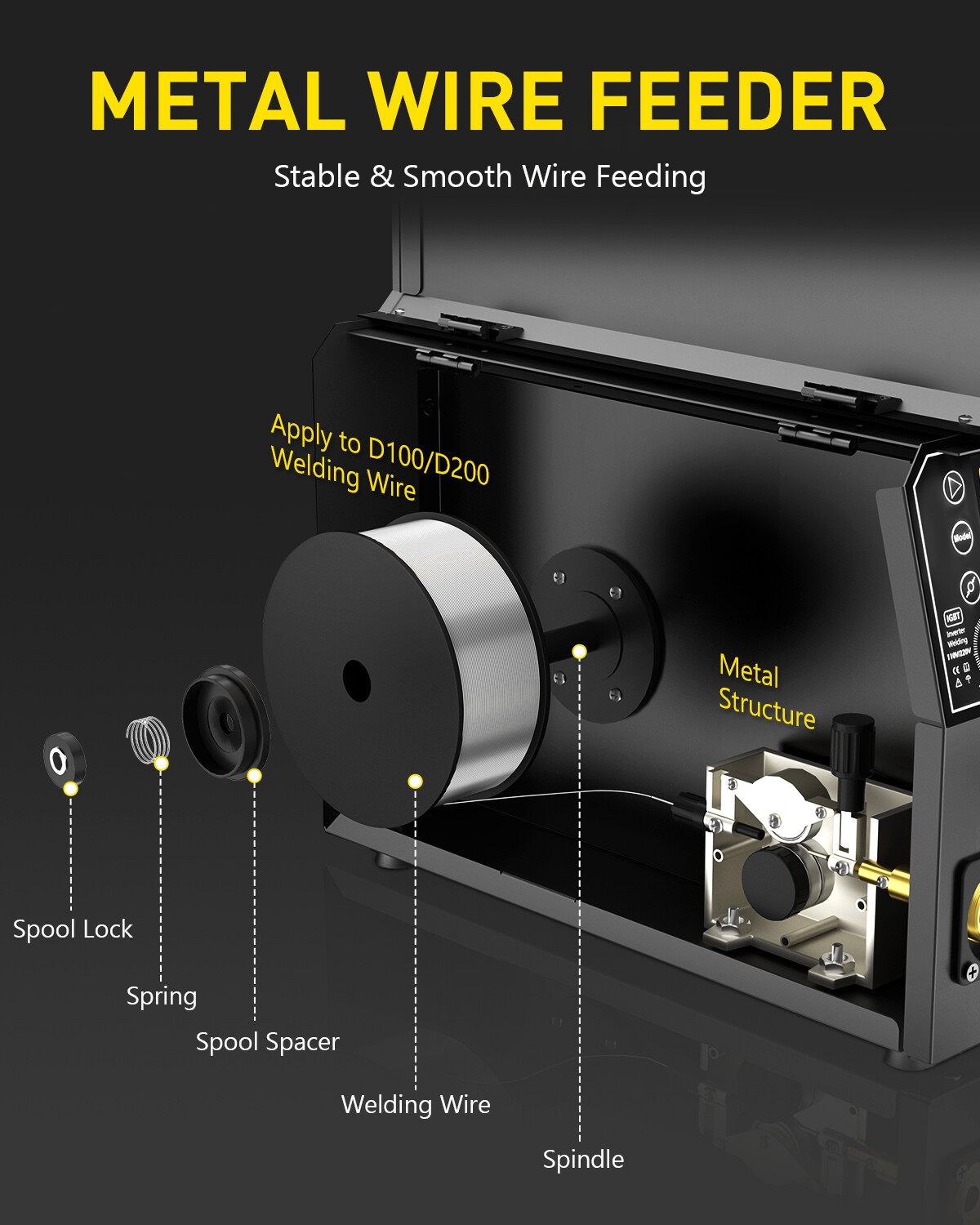 6in1 Gasless MIG Welder Spot/Lift TIG/Stick/Gas MIG 250A 110V/220V for Aluminum