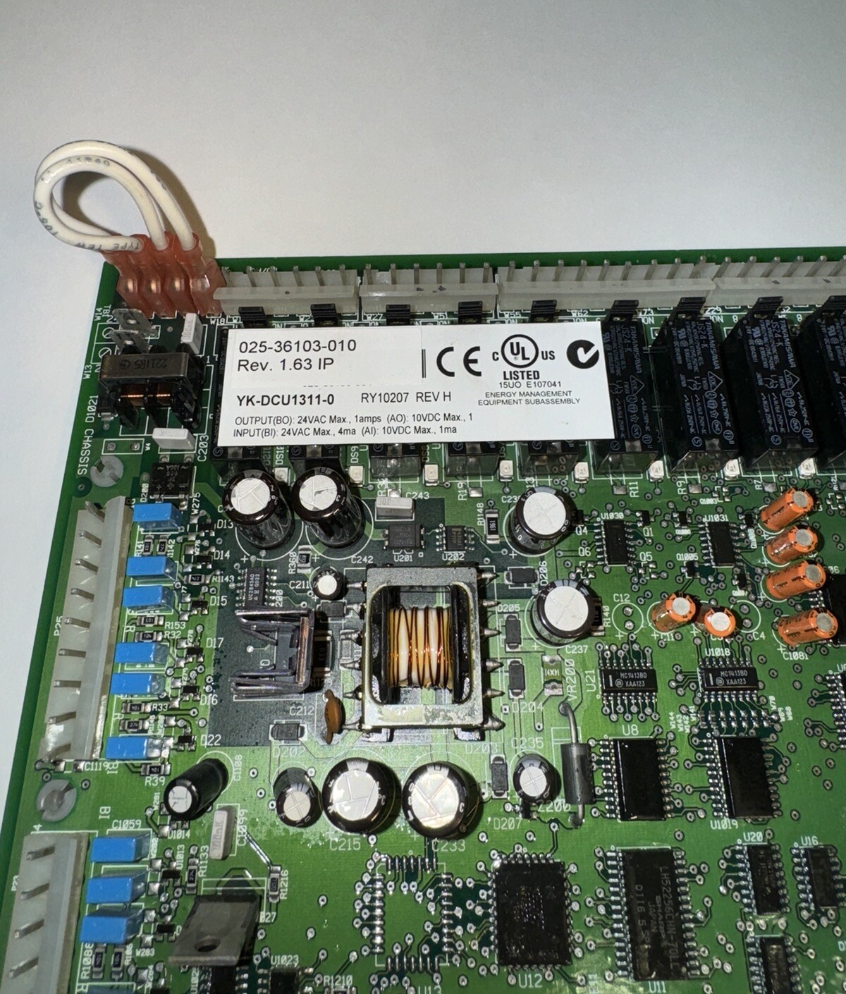 JOHNSON CONTROLS CONTROL BOARD 025-36103-010 RY10207 Rev H , YK-DCU1311-0