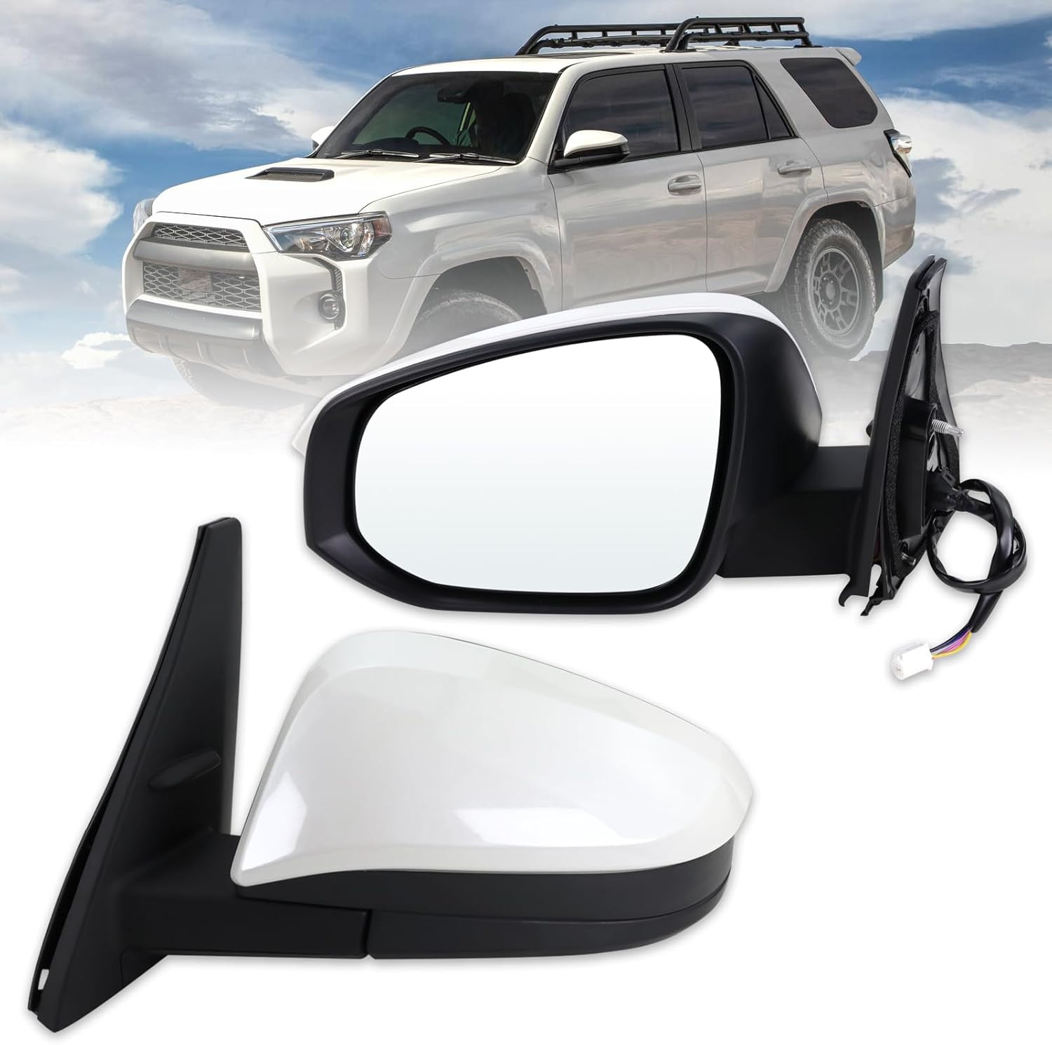 Left Driver Side Mirror Compatible with 2014-2025 Toyota 4Runner with Manual Fol