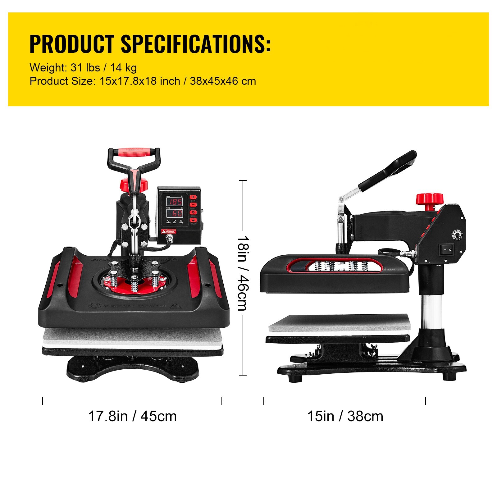Heat Press Machine Sublimation Machine 15 x 12 Inch 11 In 1 Kit Heat Press