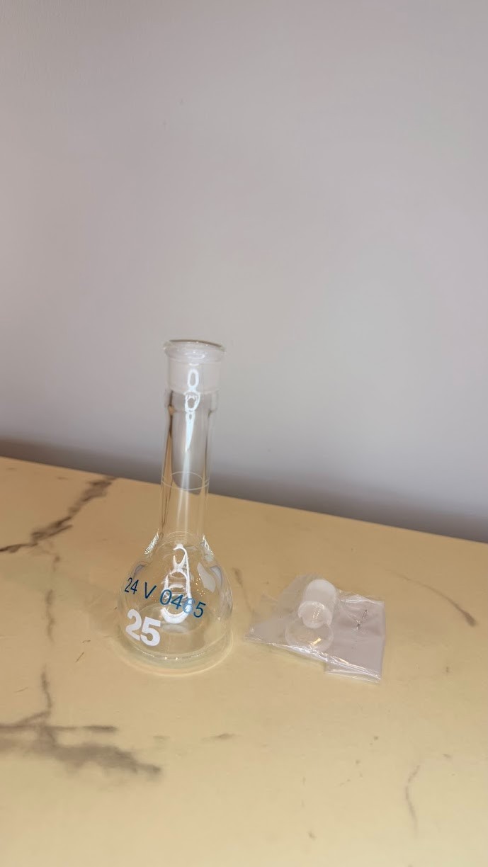 KIMBLE KIMAX Glass 25mL Heavy-Duty Volumetric Flask #13 GLASS Stopper DWK92812G-