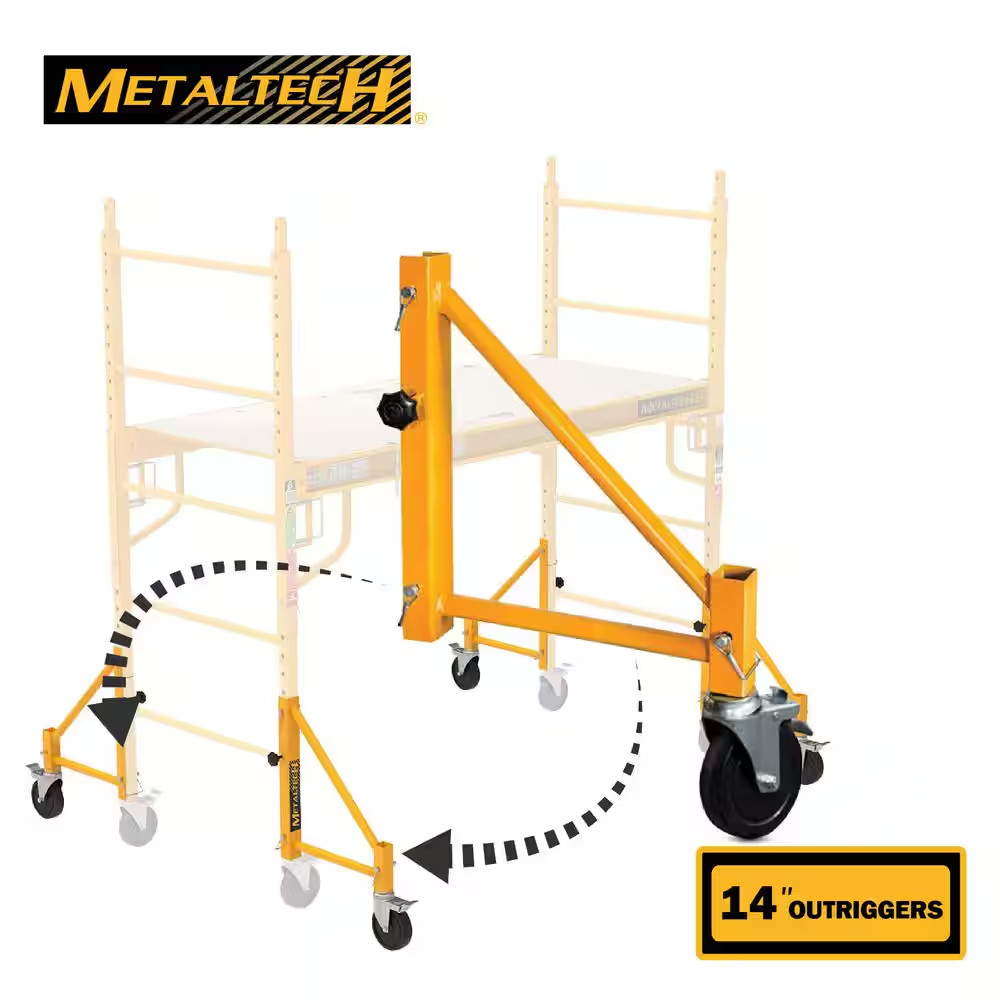 14 In. Scaffold Outriggers with 5 In. Heavy Duty Caster Wheels, Compatible with