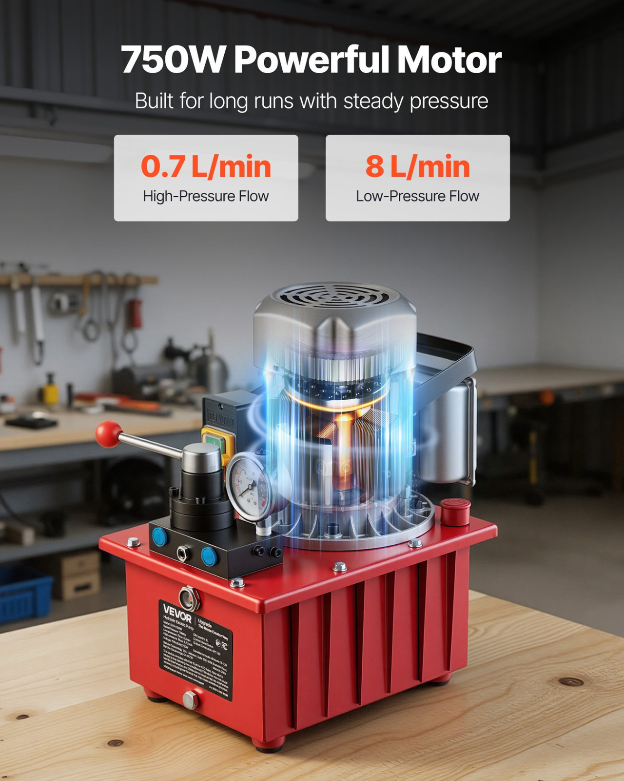 Electric Hydraulic Pump, 750W 10,000 PSI, 120V Double Acting Electric Driven Hyd