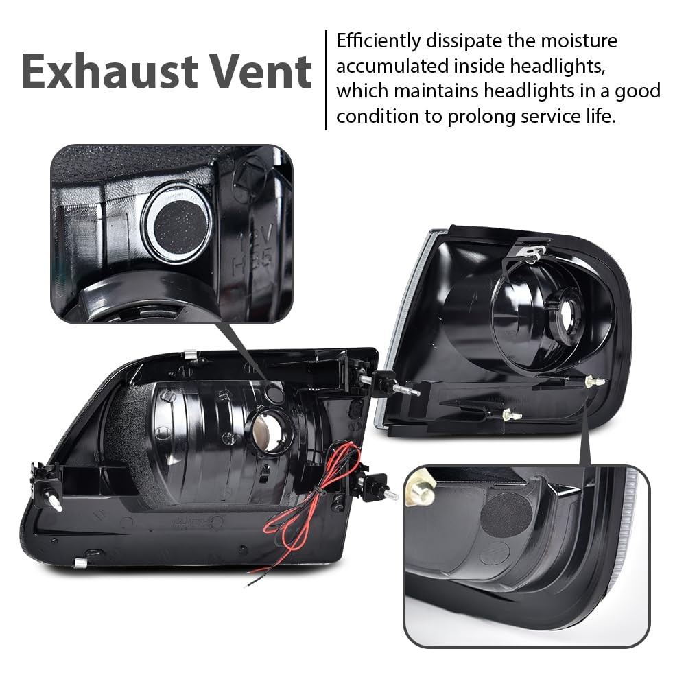 LED Headlight Assembly for F150 1998-2003 Expedition 1997-2002 Smoke Lens Black