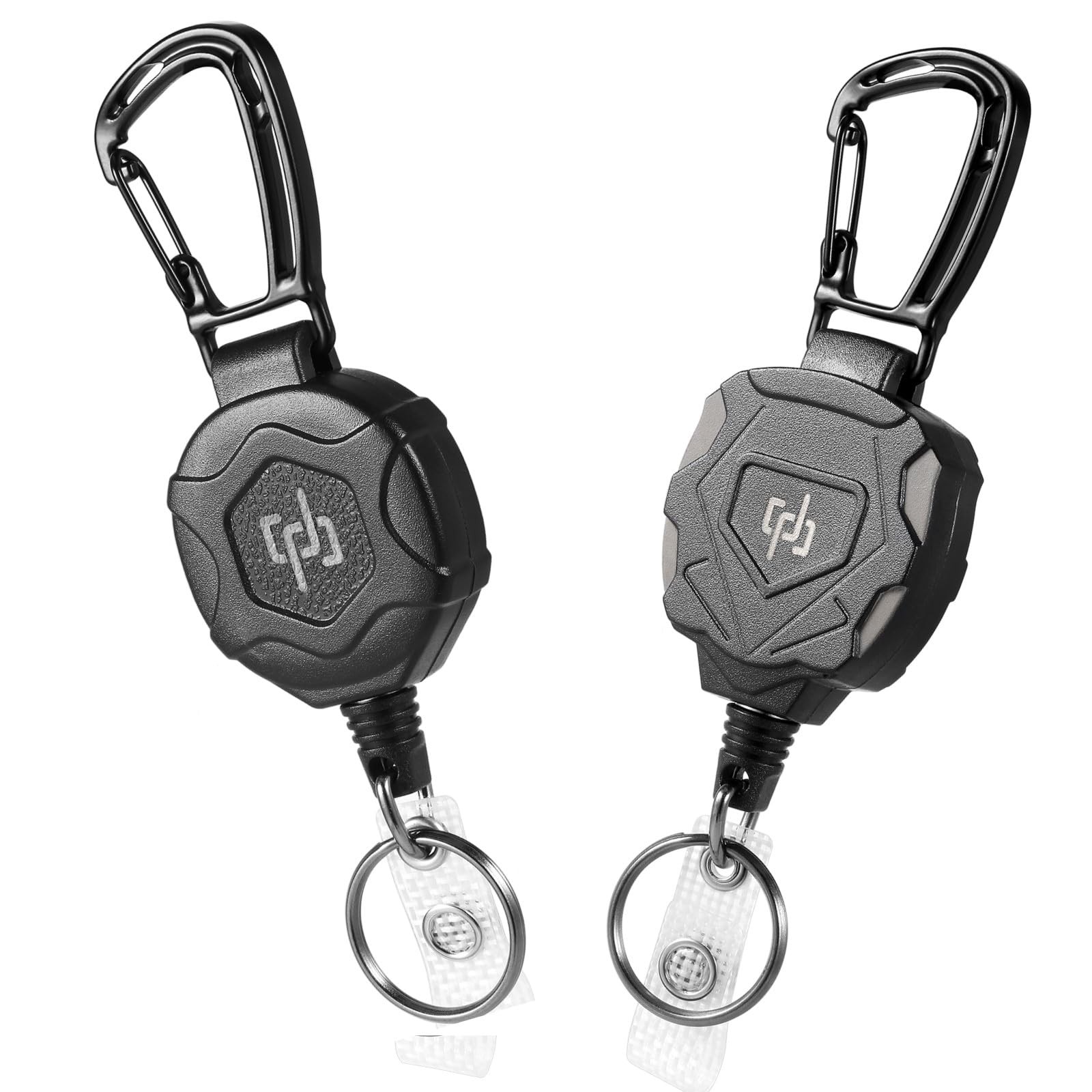 SHENGXIN 2 Pack Retractable Keychain Heavy 3.4 x 5.6 x 0.78 inches, Black