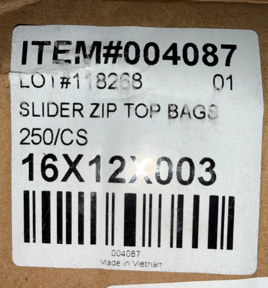 16x12x3 MIL Slider Zip Bags Heavy Duty FDA Food Safe Poly 2 GALLON LAD 4087
