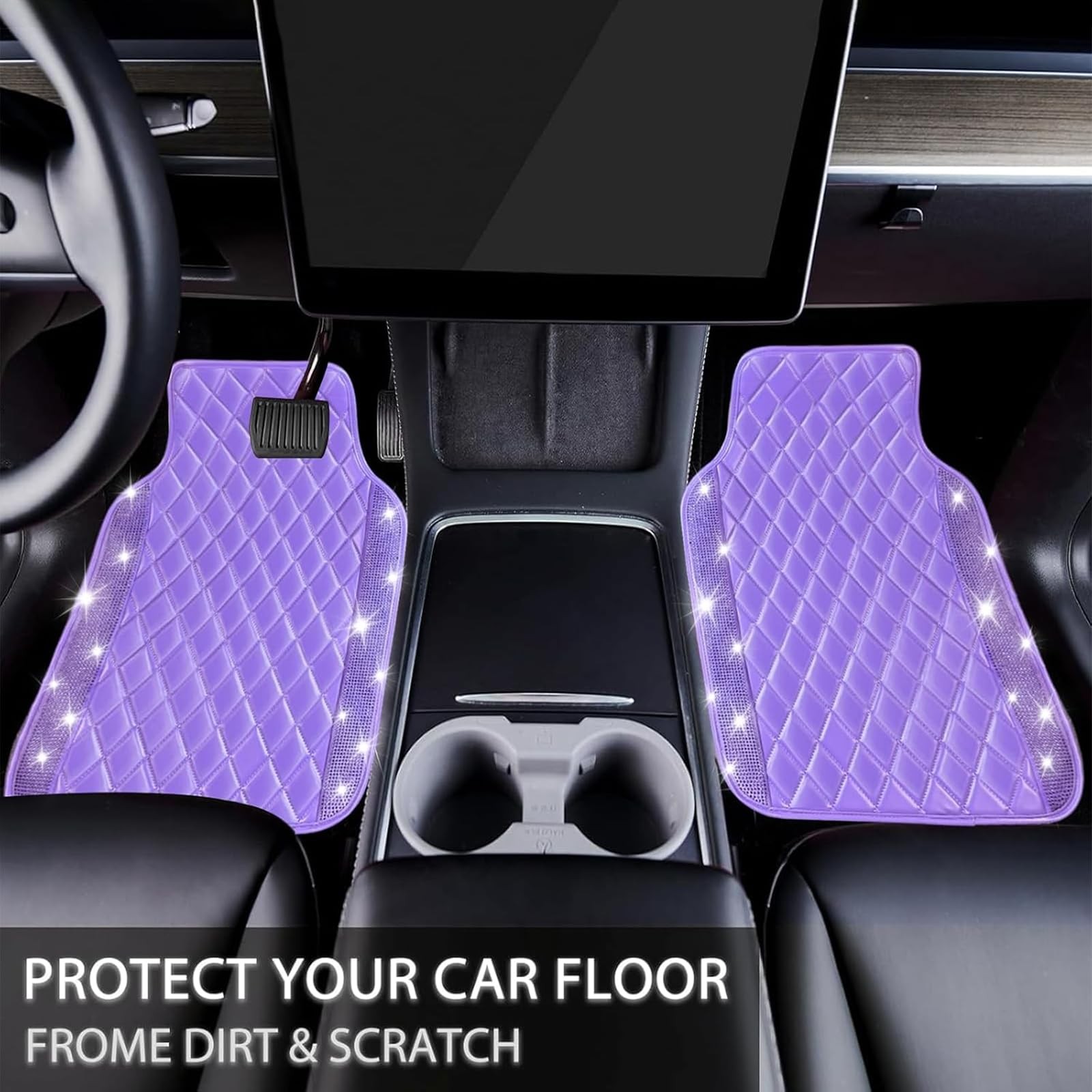Nbtepem Bling Leather Car Floor Mats Full Set Sparkly Diamond Car Mats
