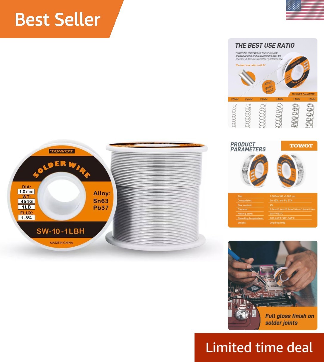 1lb Tin Lead Rosin Core Solder Wire – Professional Grade Electronics Solution