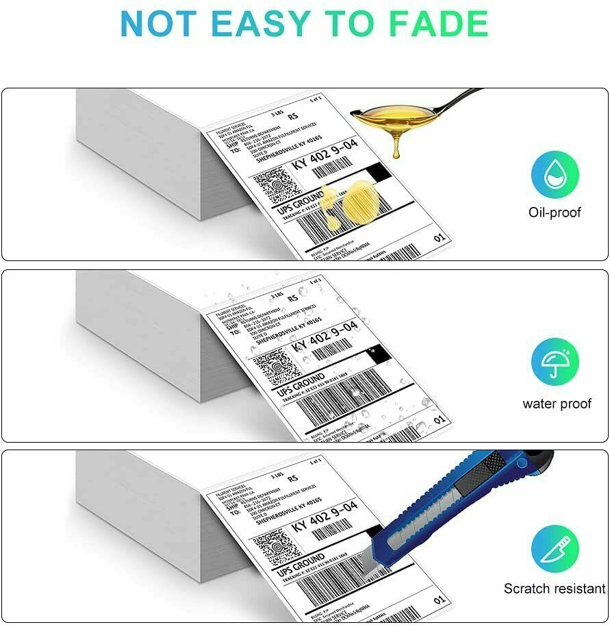 500/1000 4×6″ Fanfold Direct Thermal Shipping Label for Zebra and Rollo Printers