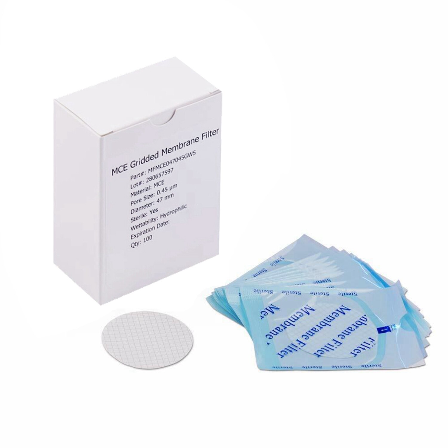 MCE Membrane Filter Sterile MCE Gridded Membrane Filter 47mm 0.45μm,Hydrophilic