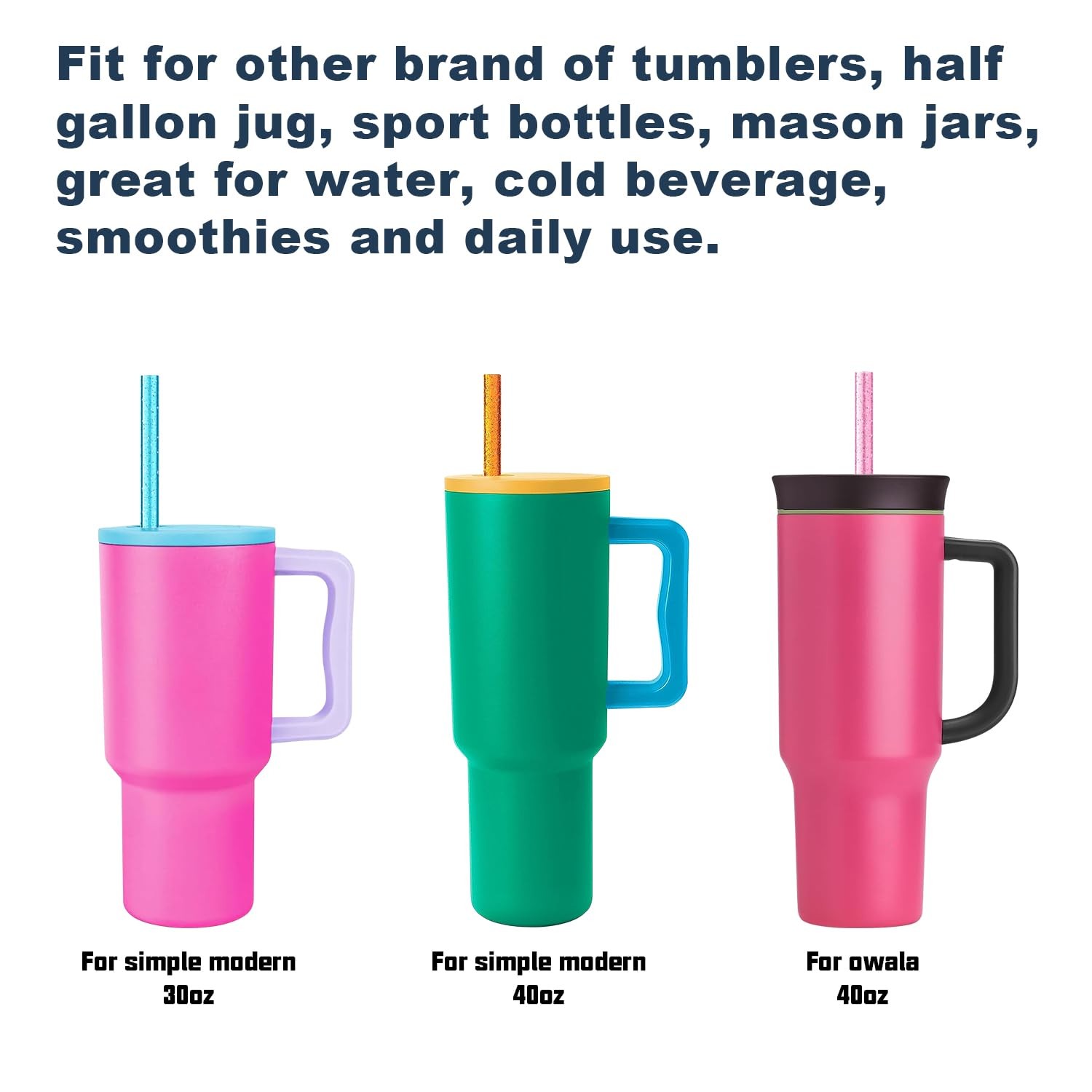 10 Pack Replacement Straw for 64oz/40oz/30oz, Color straw 10 Pcs