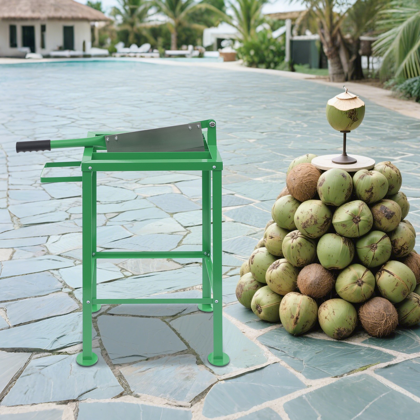 Commercial Coconut Opener Manual Cutter Floor Standing Coconut Cutting Tool