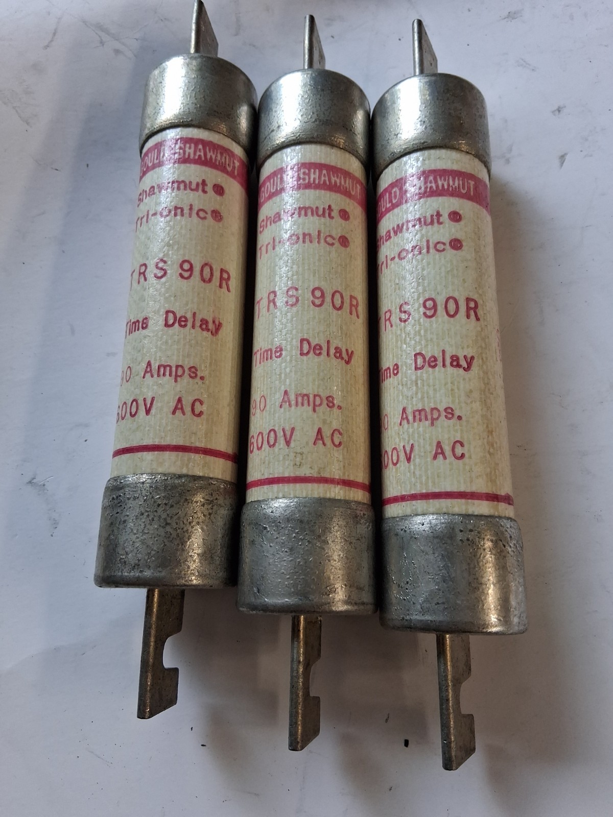 3 Mersen Ferraz Shawmut TRS90R Tri-Onic Time Delay Fuses 90 Amp 600v Class RK5