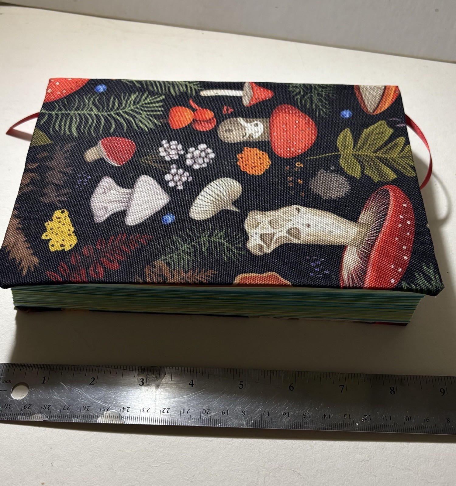 Handmade Mushroom Fabric – Sketchbook Blank Journal Book – 8. 5 in. x 5.8 in.