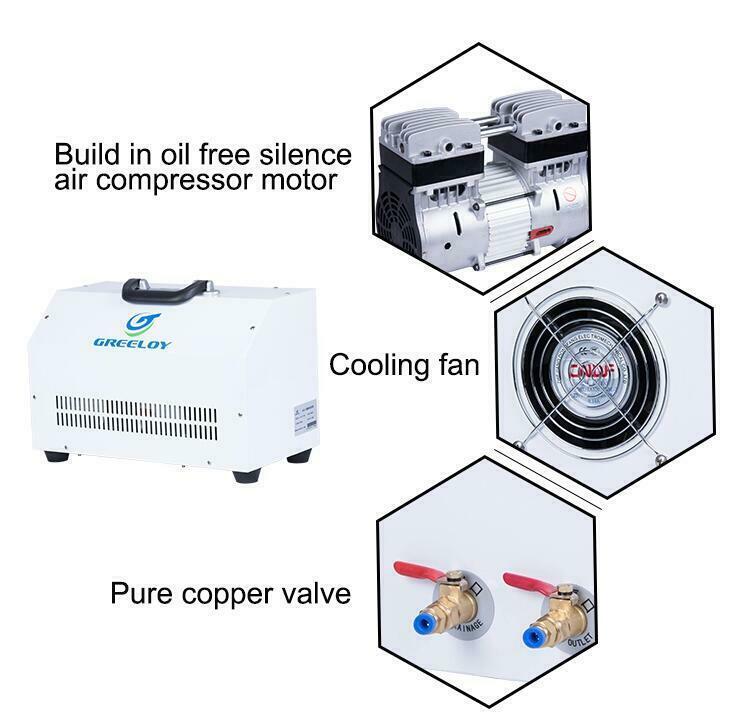 Greeloy GU-P302S Mobile Veterinary Dental Unit Cart + Oil Free Air Compressor 4H
