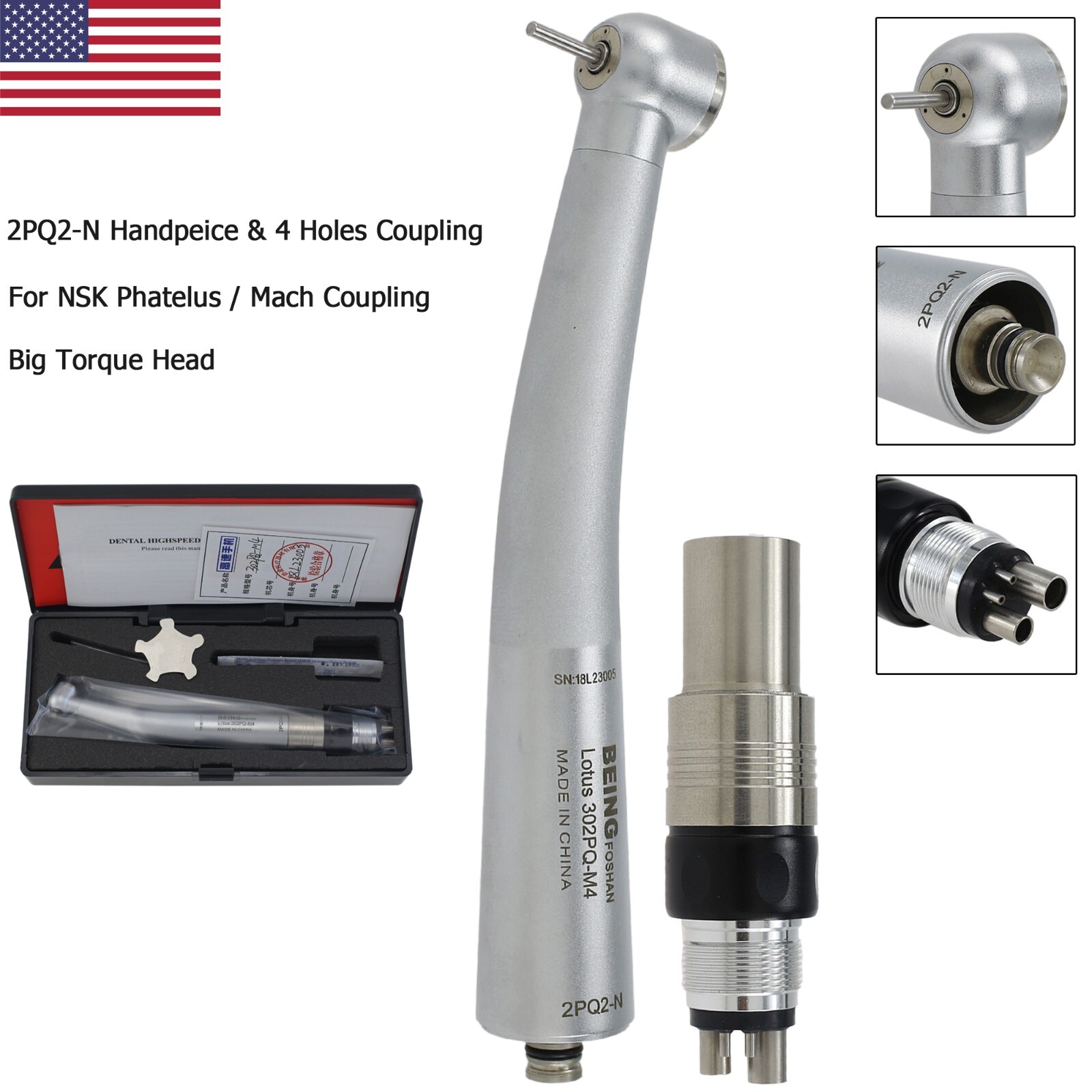 BEING Dental Turbine High Speed Handpiece 4 Holes For NSK Coupling Phatelus Mach