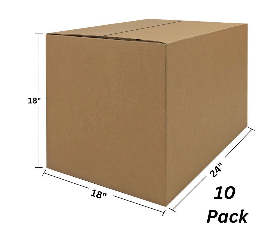 UOFFICE 10 Corrugated Boxes – 24 x 18 x 18″ Cardboard Shipping Box Moving Carton
