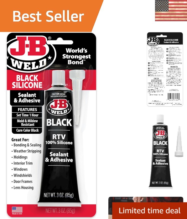 3 oz Waterproof Black RTV Silicone Adhesive for Rubber and Tile Applications
