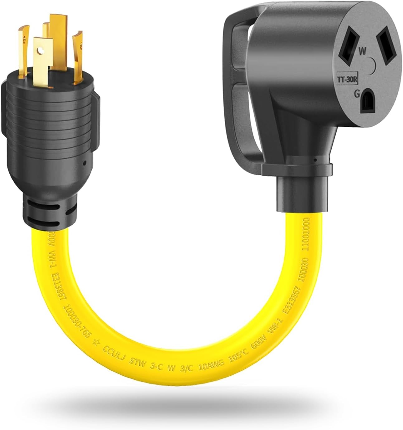 30 Amp 3 Prong Twist Lock to RV Adapter Cord, Generator Locking Plug NEMA L5-30P