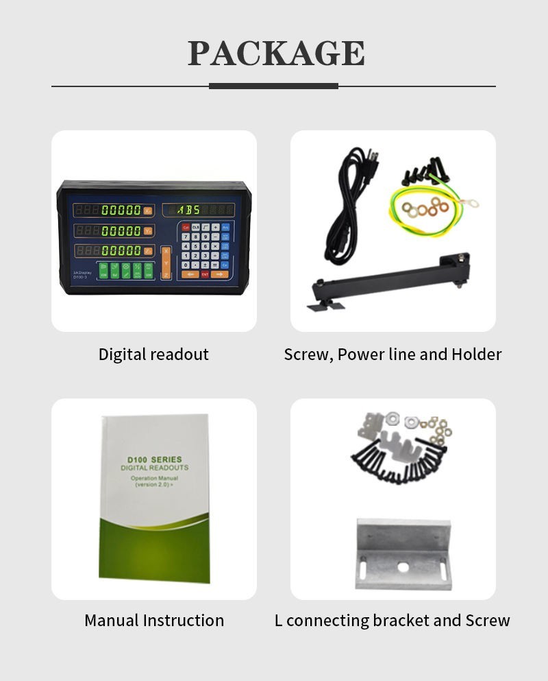 LED Digital Readout 2 Axis 3 Axis Linear Glass Scale 5um 130mm-1020mm USA Stock
