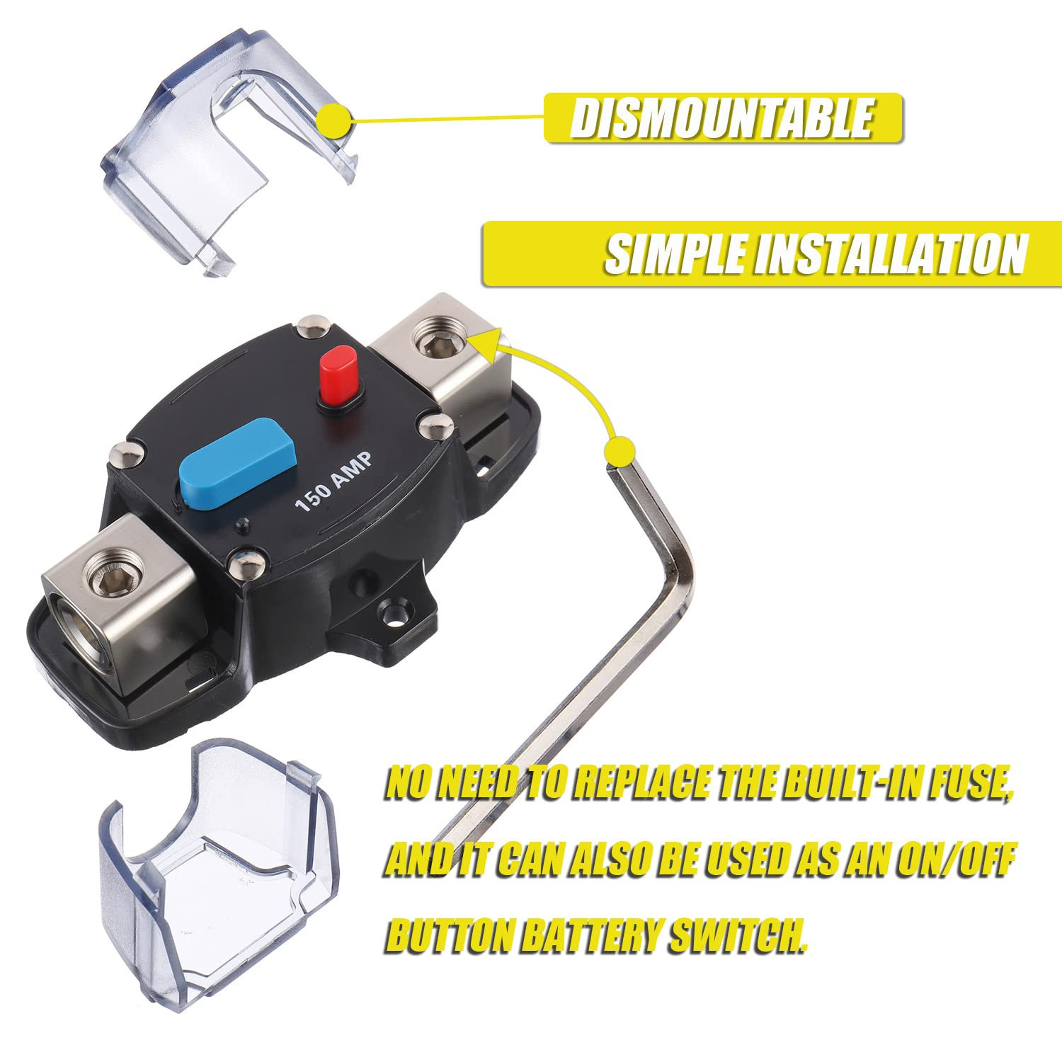 Disyuntor de 150A para 12 a 48 Voltios con Boton de Reinicio para Barcos y Autos